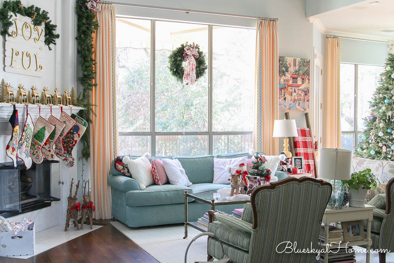 Living room decorated for Christmas