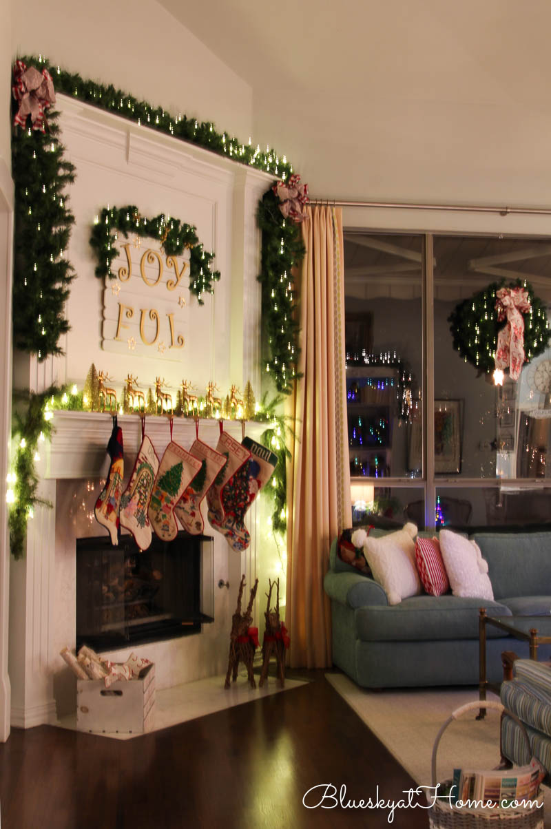 Christmas mantle with lights