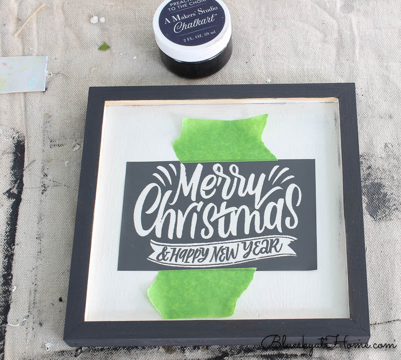 Christmas stencils on wood sign