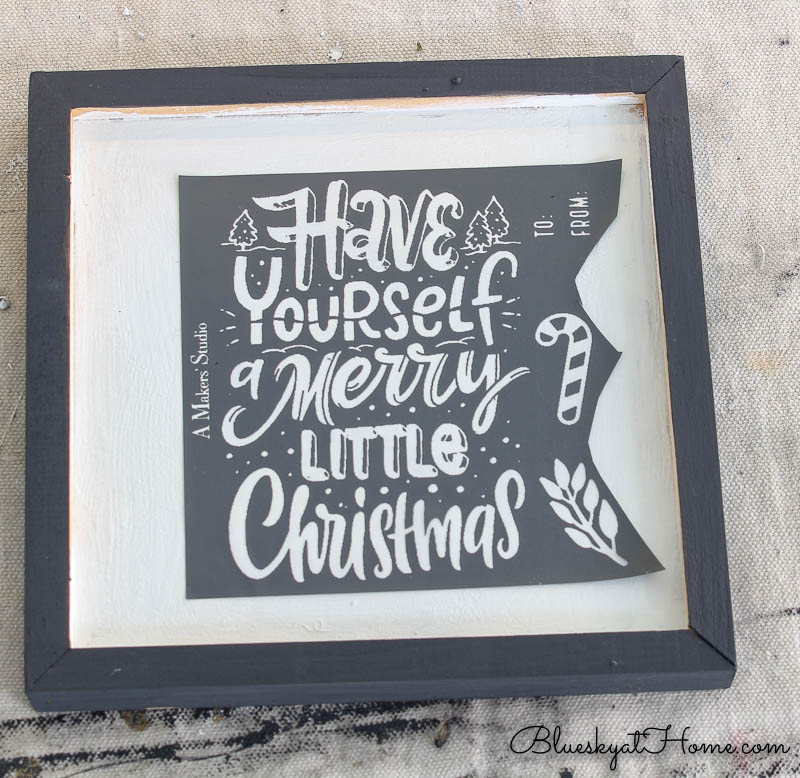 Christmas stencils on wood sign