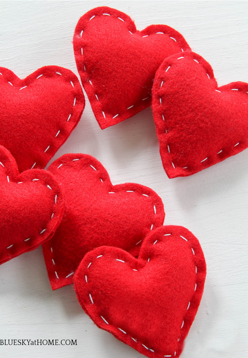 red felt hearts