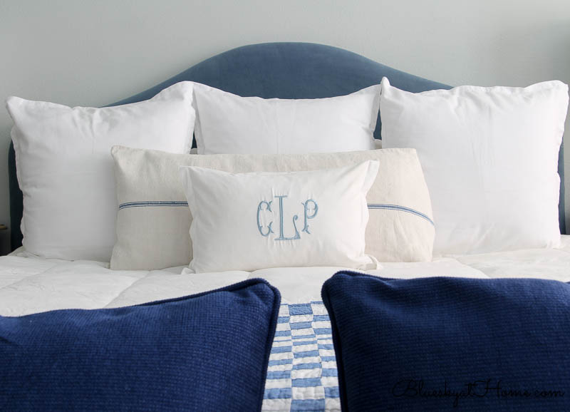 Blue and White Winter Master Bedroom