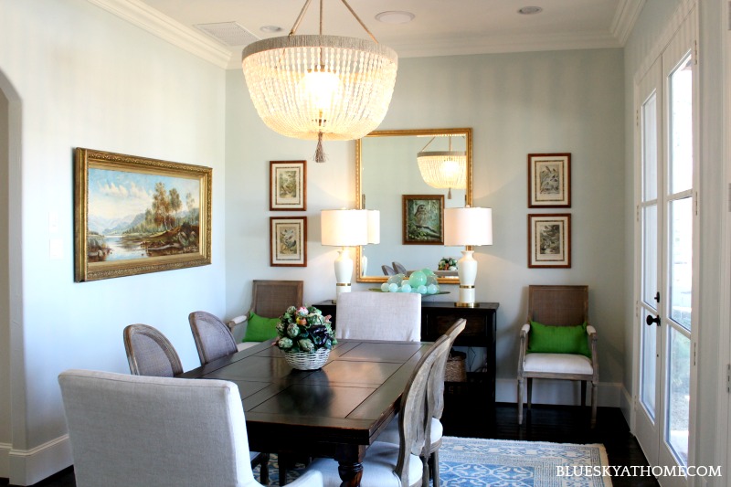 dining room with mirror as focal point