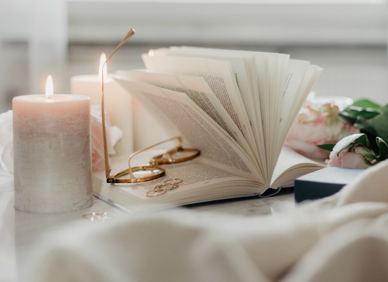 candle and book