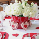 red and white Valentine's tablescape graphic