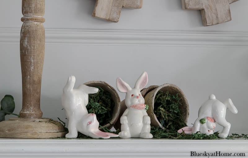 Easter bunnies on mantel