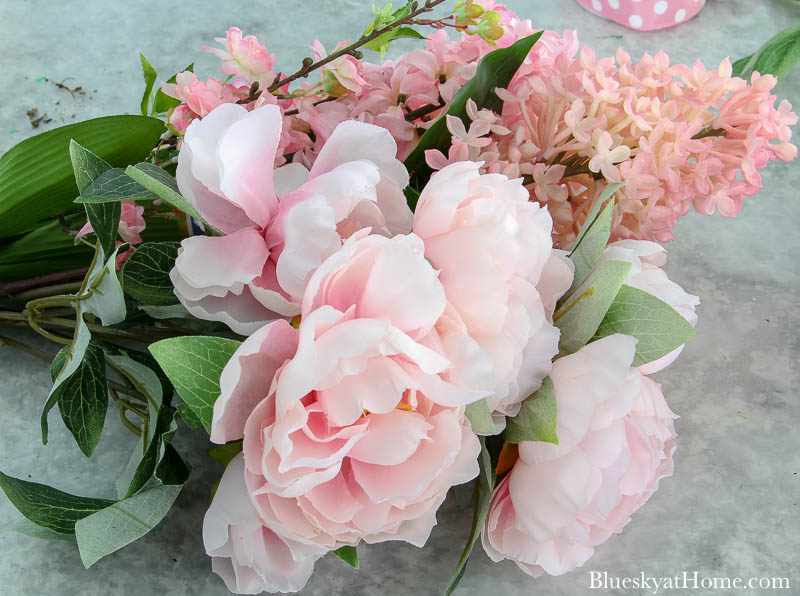 pink faux flowers