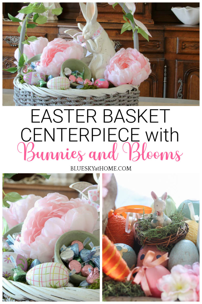 Easter Basket Centerpiece with Bunnies and Blooms