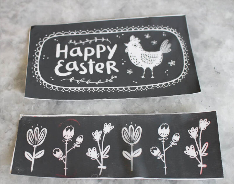 Eater stencils with chicks and flowers