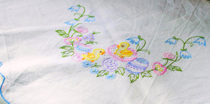 Easter design on tablecloth