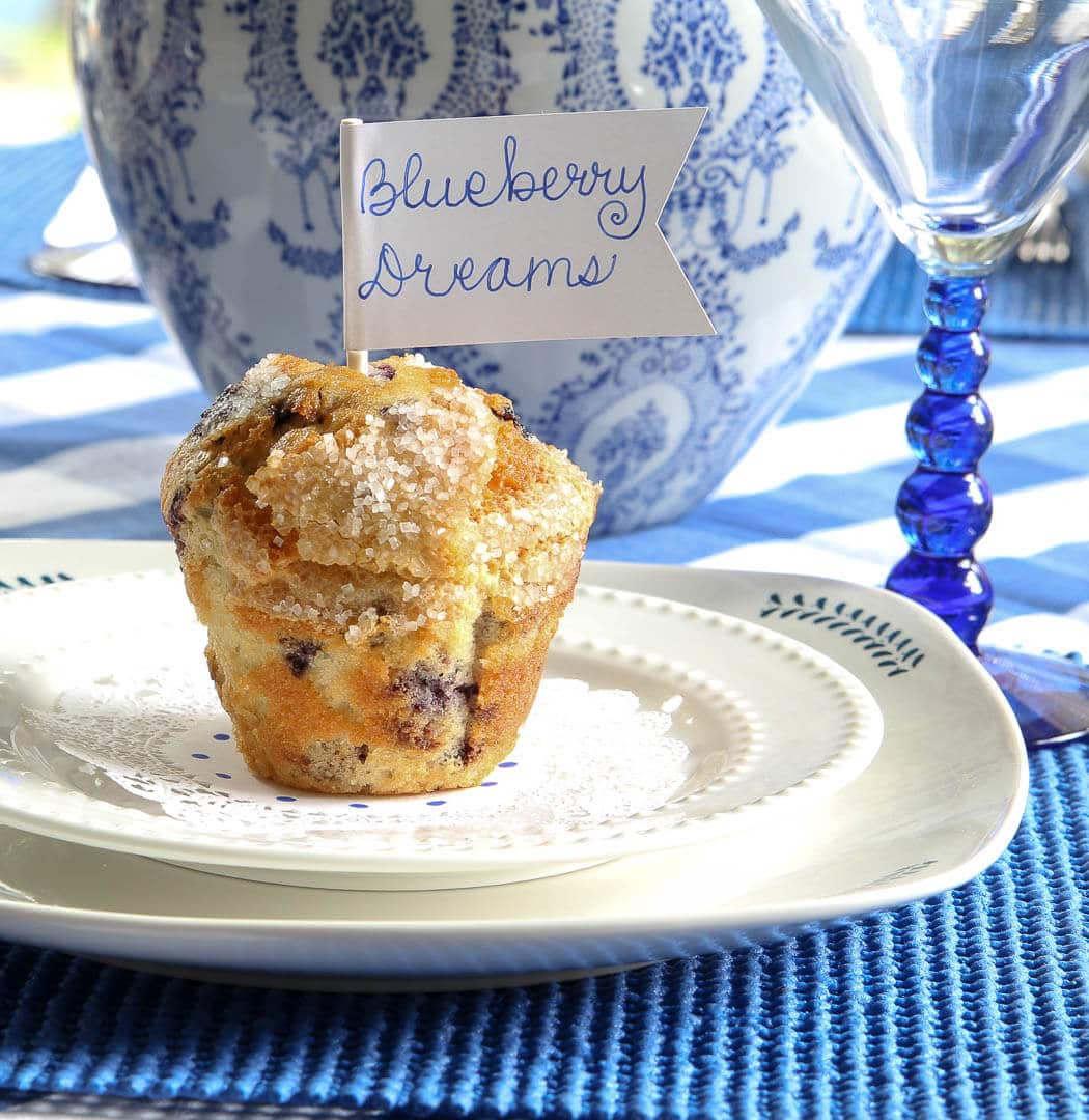 blueberry muffin on white plate