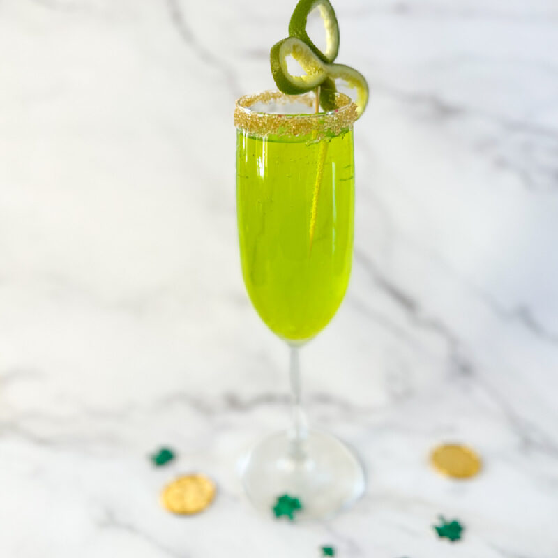 St. Patrick's Day cocktail in a champagne glass