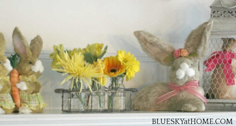 Easter bunnies on mantel