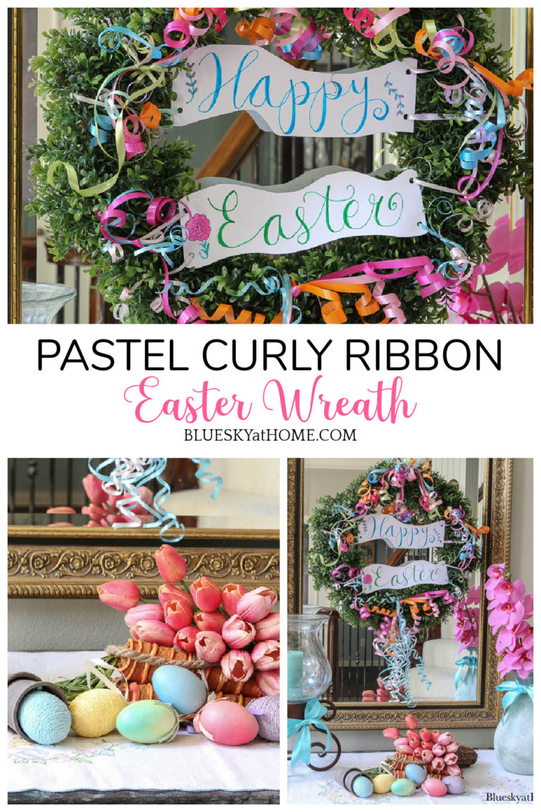 Easy Easter Wreath Made with Pastel Curly Ribbon