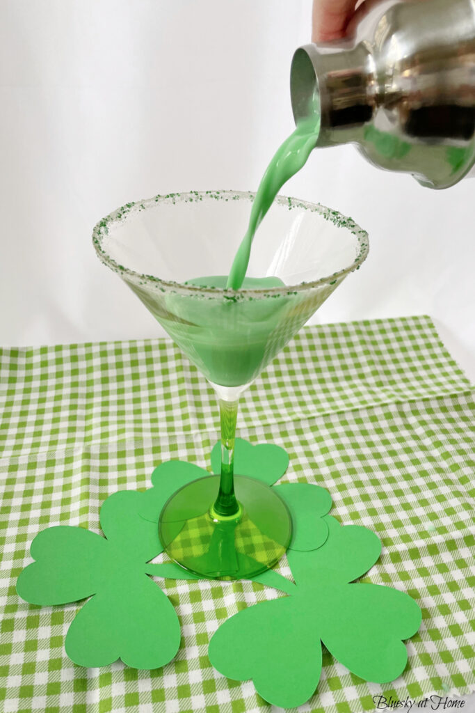 pouring St. Patrick's Day cocktail
