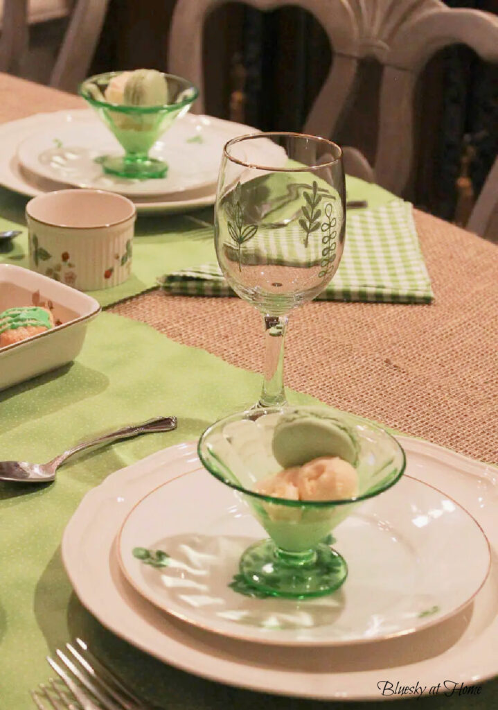 green and white tablescape