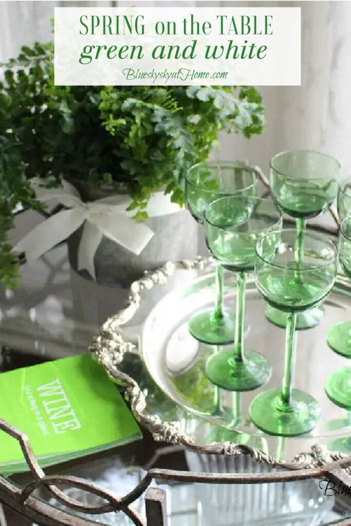 springtime green and white tablescape