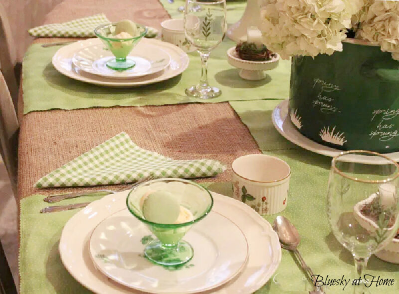 green and white tablescape