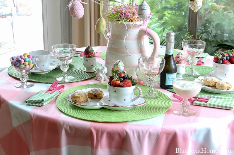Easter table with fruit and scones