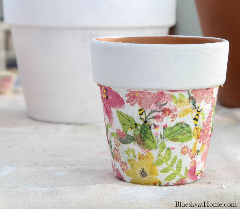 3 Ways to Decorate Terra Cotta Pots with Decoupage - Bluesky at Home