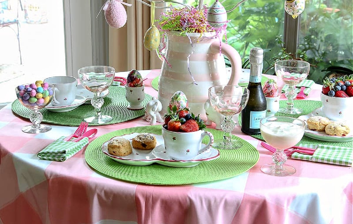 Easter Table High Tea Easter Tree on a Easter Tablescape for an Easter Tea Party - Bluesky at ...