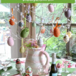 Easter tree centerpiece for a Easter tablescape for an Easter tea party