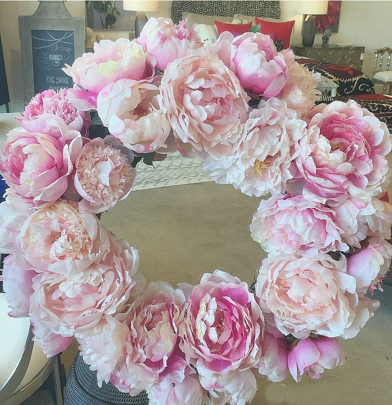 faux pink flower wreath