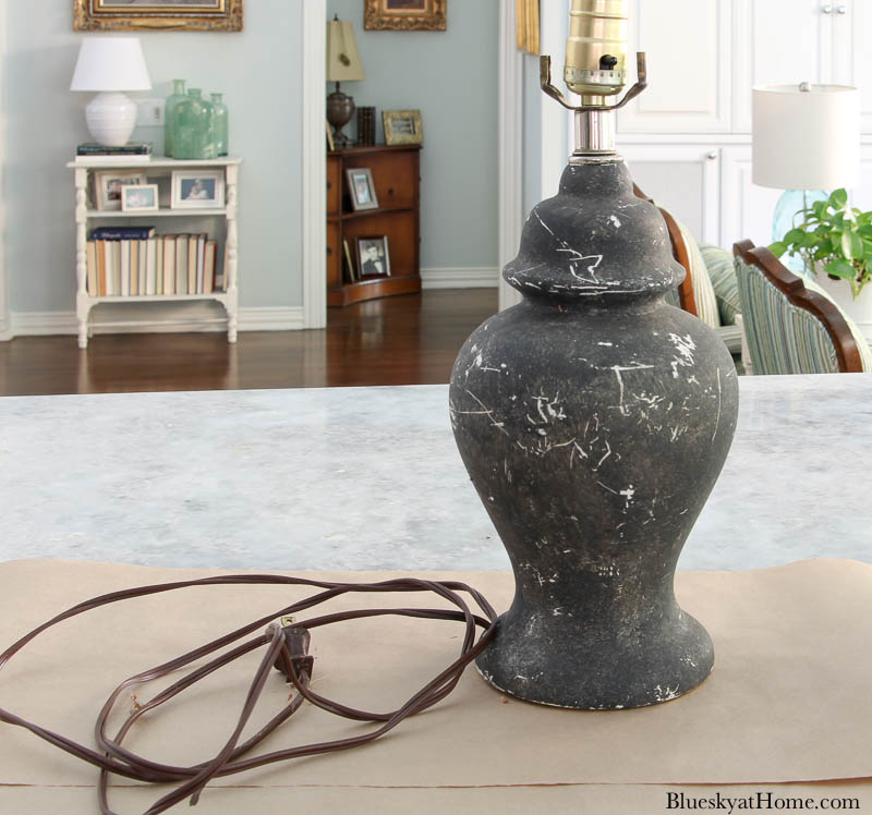 dark grey painted ginger jar lamp