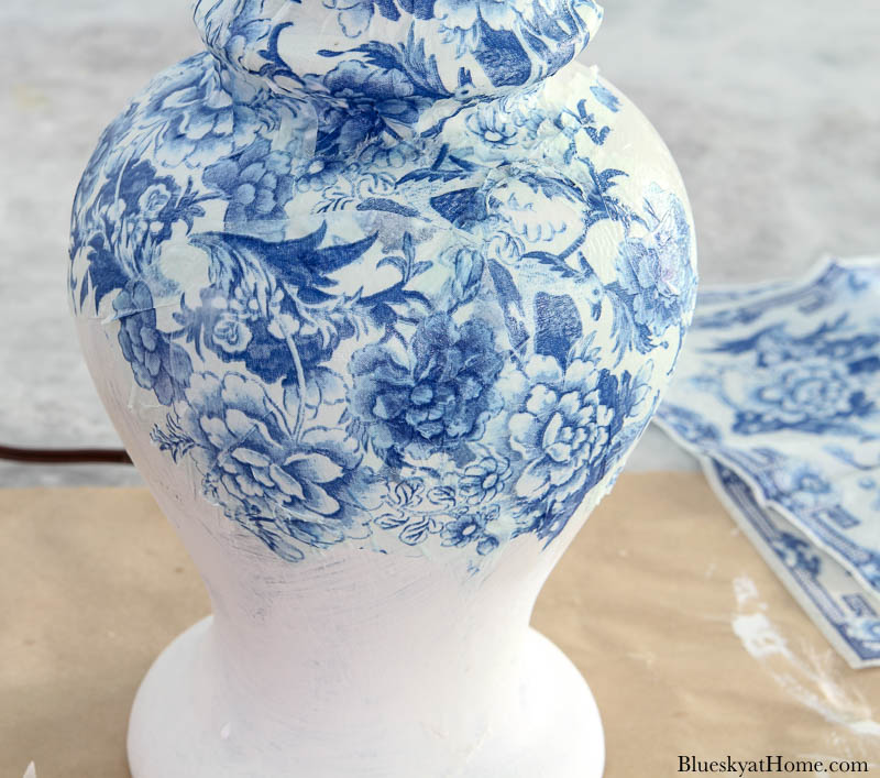 How to Make a Chinoiserie Style Lamp with Decoupage - Bluesky at Home