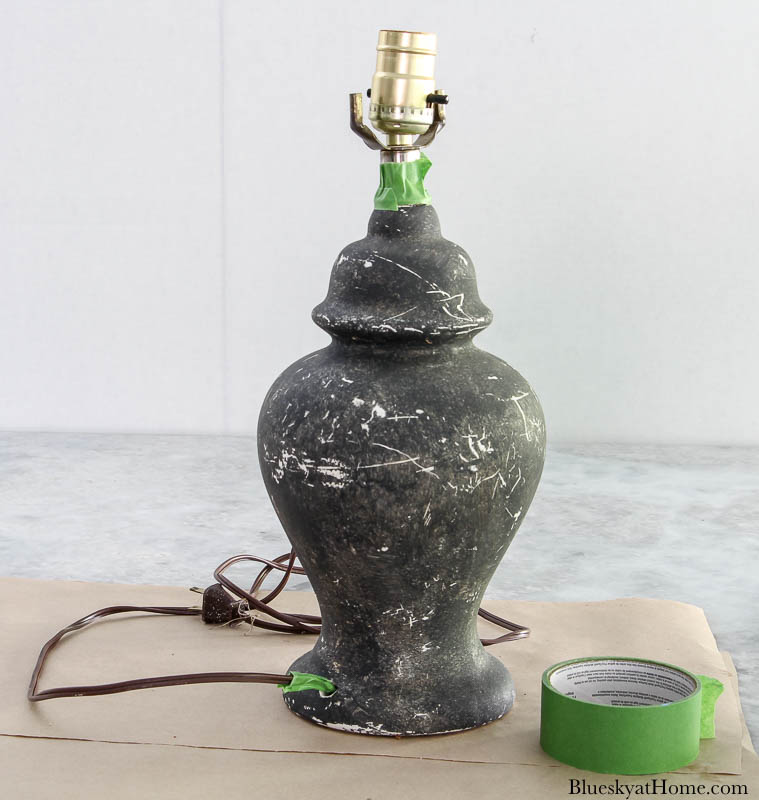 dark grey painted ginger jar lamp