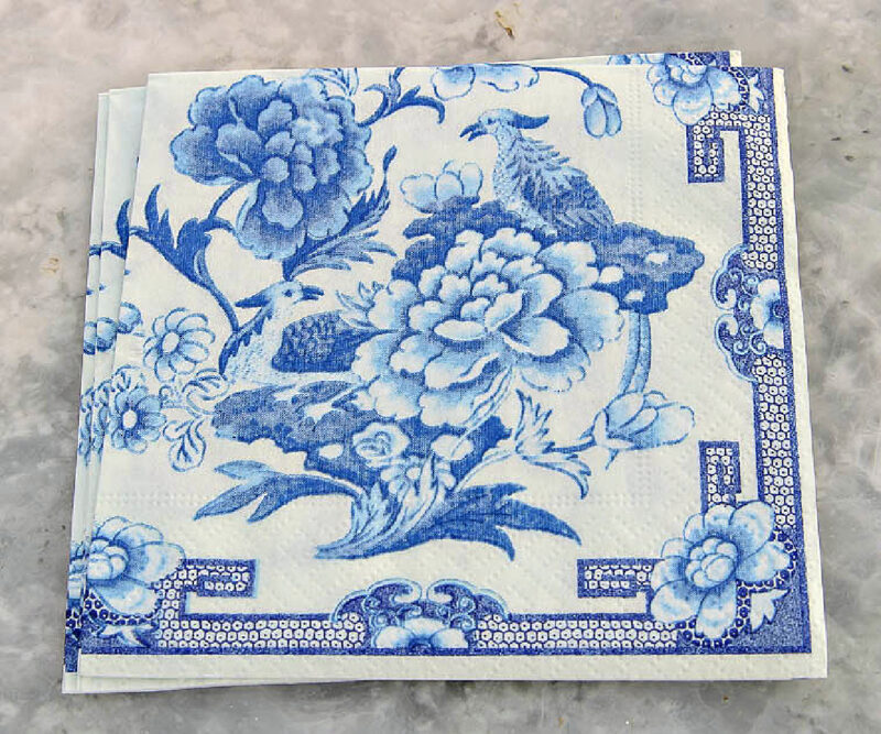 blue and white chinoiserie napkin
