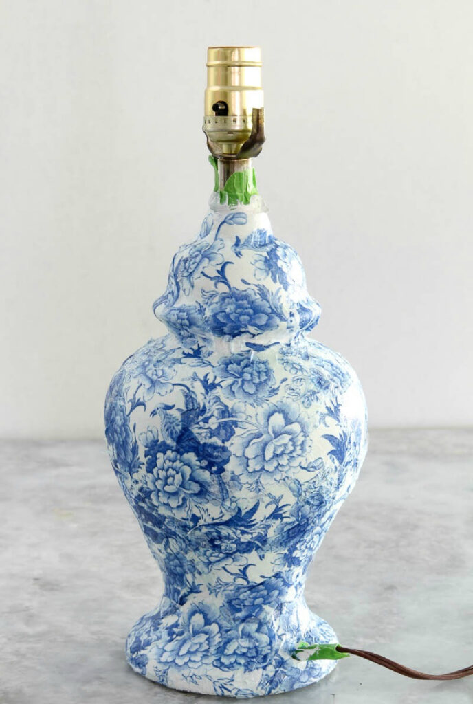 decoupage lamp finished
