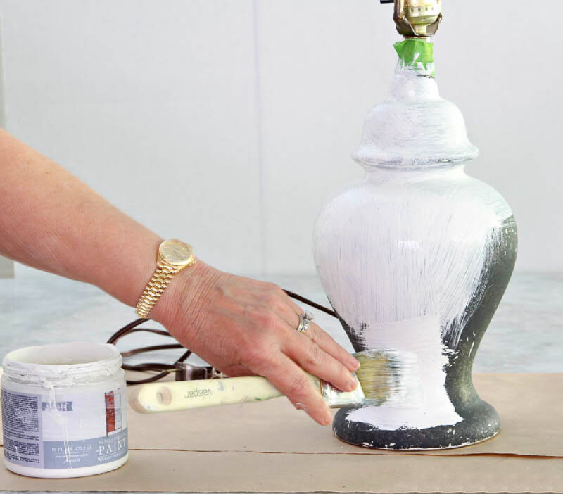 painting black lamp white.