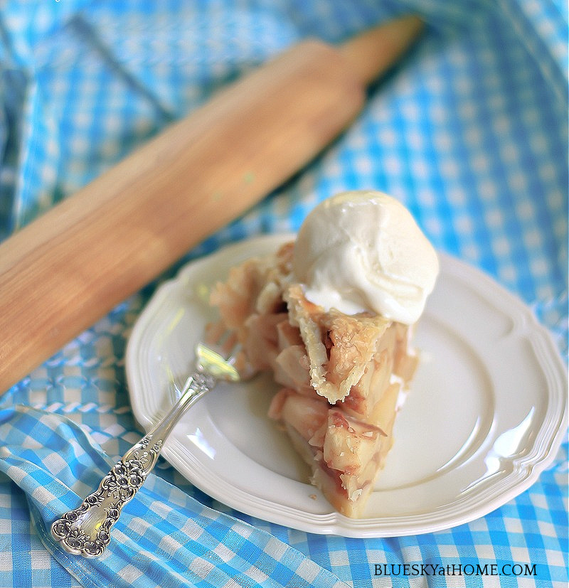 slice of apple pie with ice cream