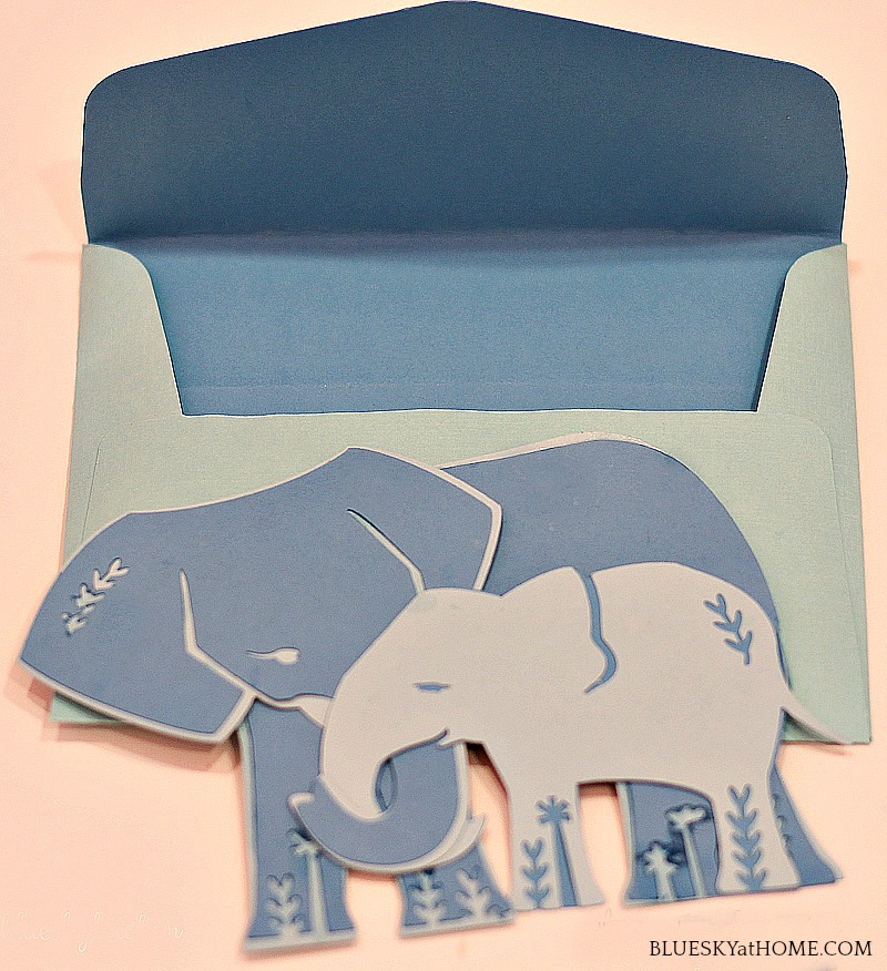 blue elephant card with envelop