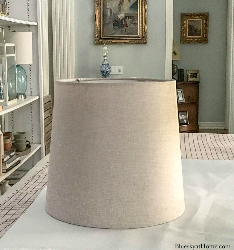 beige lamp shade on counter