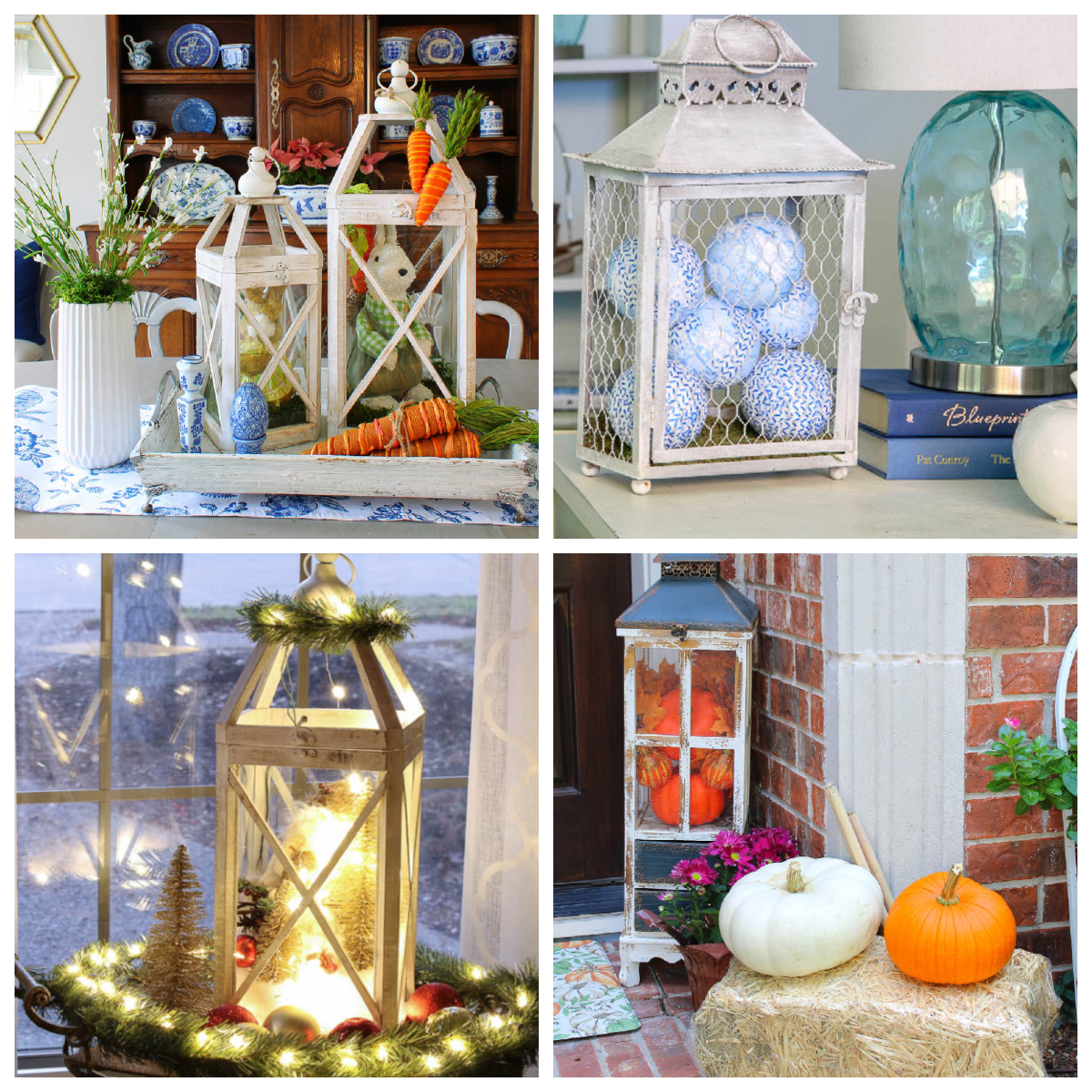 collage of four lanterns in home decor