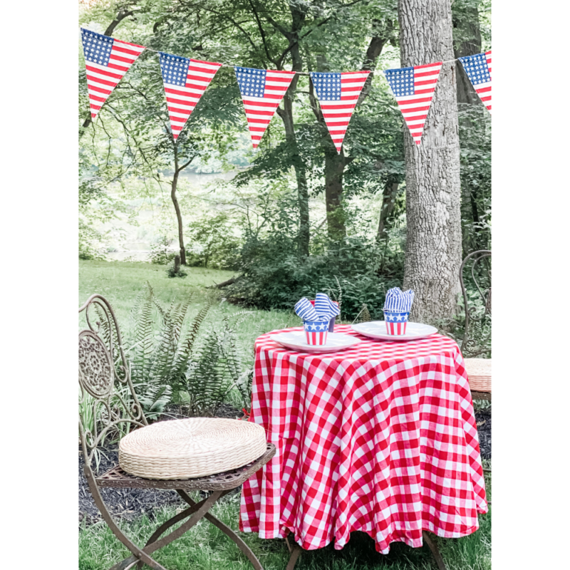 patriotic table set outdoors