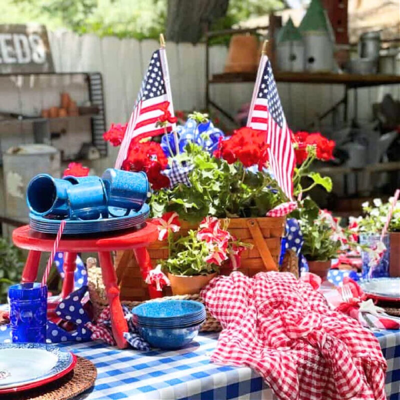 memorial tablescape in red white and blue