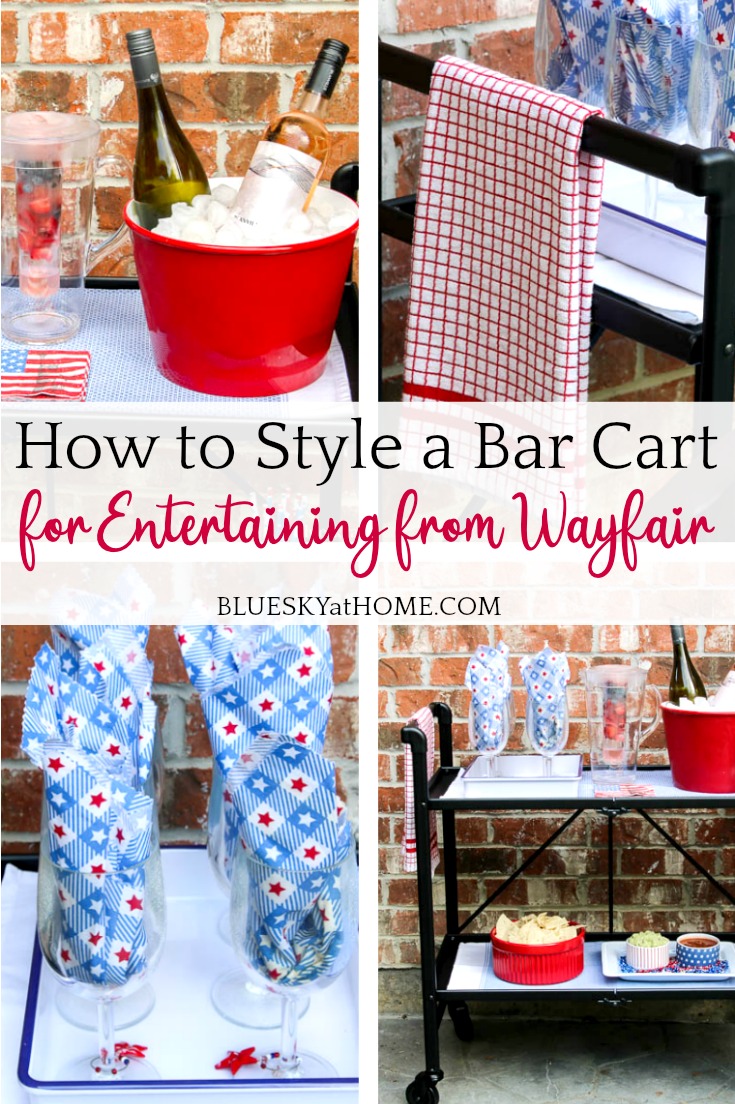 style a bar cart for entertaining graphic