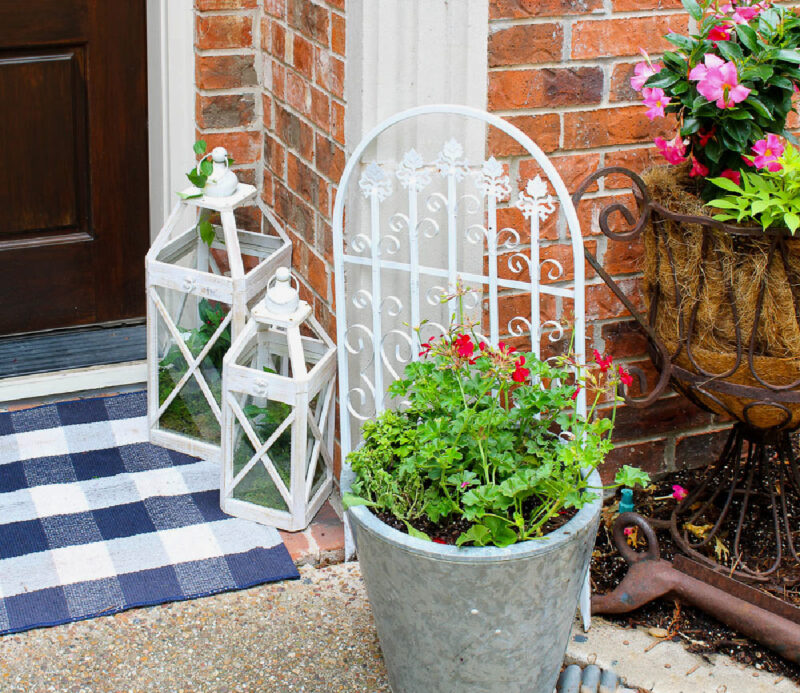 pair of lanterns by front door