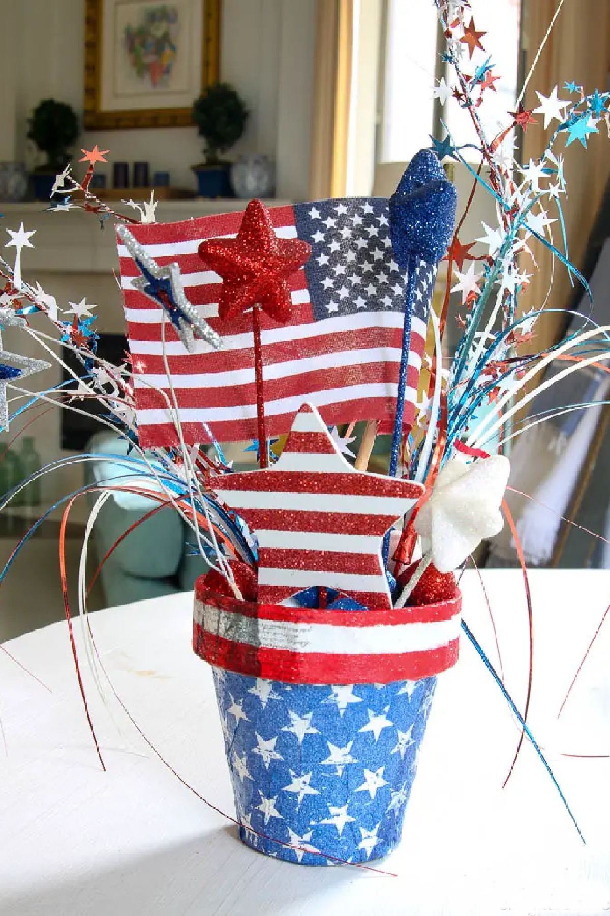 Patriotic Decorative String Balls Craft for Memorial Day or Fourth of July  