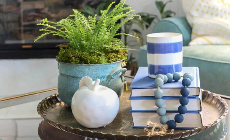 ceramic white apple on coffee table