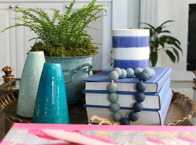 pink book on coffee table