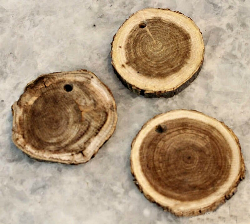 three wood slices