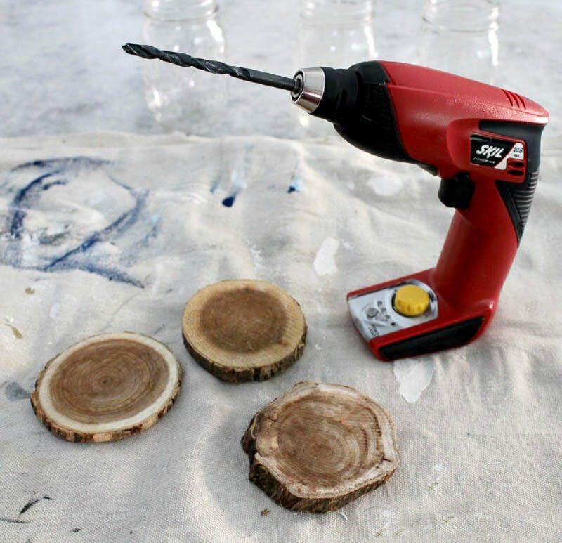 wood slices and drill