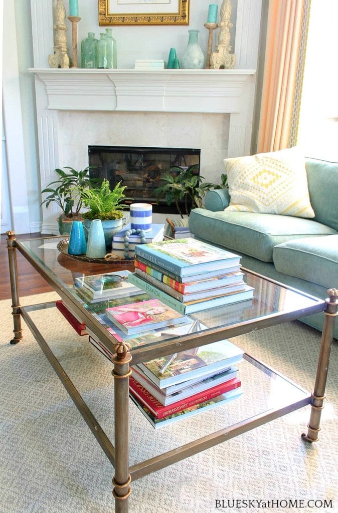 coffee table with books and candles