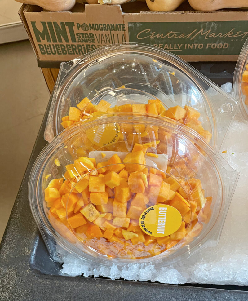 package of peeled and cubed butternut squash