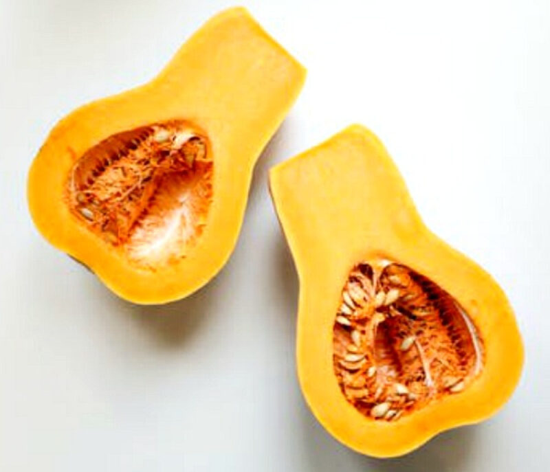 butternut squash cut in half