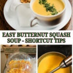 butternut squash soup garnished with chopped herbs